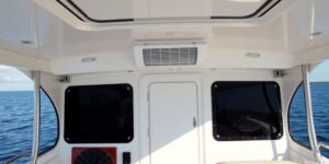 Marine air conditioning unit on boat by the ocean in jupiter florida